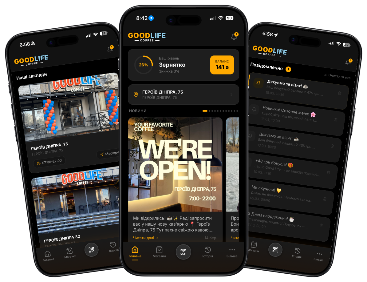 Мобільний додаток програми лояльності для кафе та ресторану